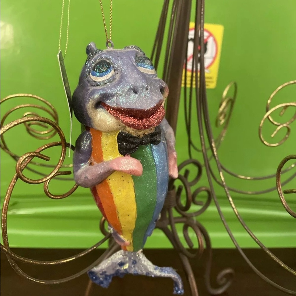December Diamonds Fish Ornament Pride Rainbow Colored Stripes Retired Rare